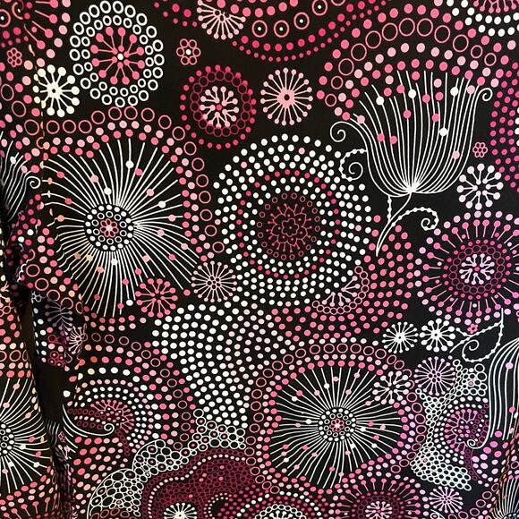 Fashion Bug Geometric Floral Print Blouse Red Pink Black Medium - Picture 3 of 6